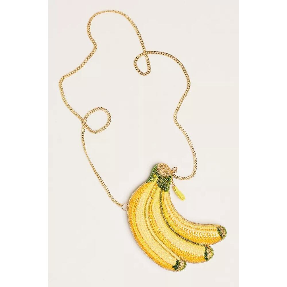 nwt by ANTHROPOLOGIE Banana Beaded Icon Crossbody Bag